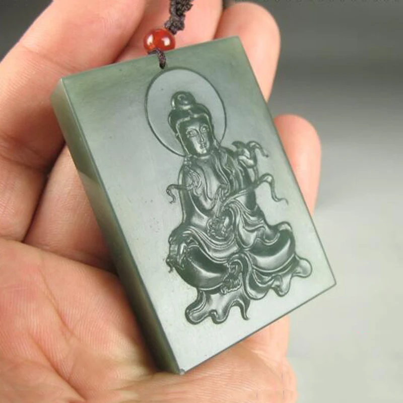 KYSZDL Натуральный китайский Хэтянь нефрит ручная работа Guanyin модный свитер цепь