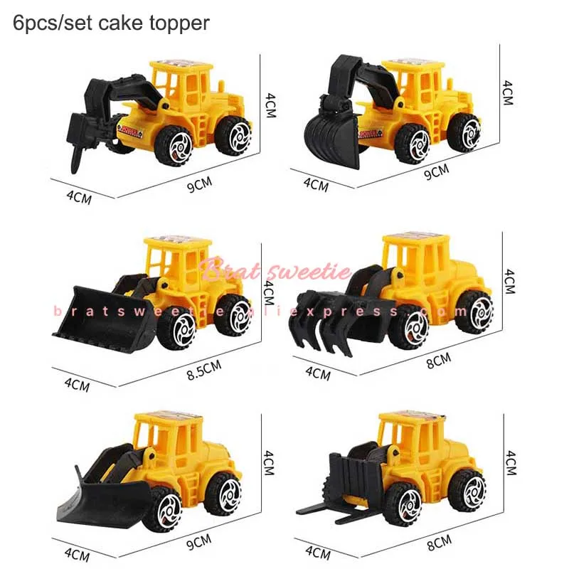 6pc set car topper Строительные вечерние экскаватор Дети Мальчики тематические праздничные товары для дня рождения бумажные тарелки одноразовые трубочки Посуда украшения - Цвет: 6pc set car topper