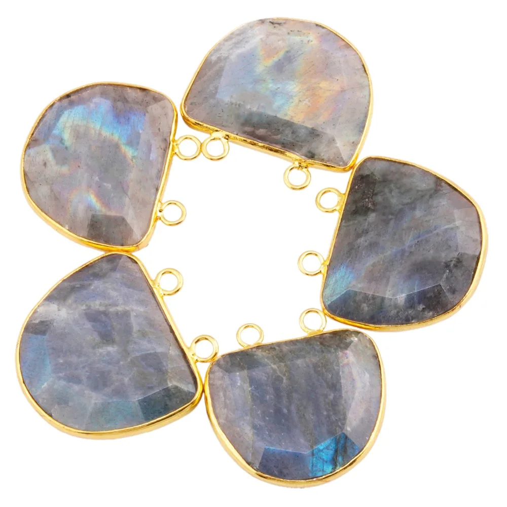 

SUNYIK Labradorite Faceted Gem stone Connector Pendant Beads Jewelry