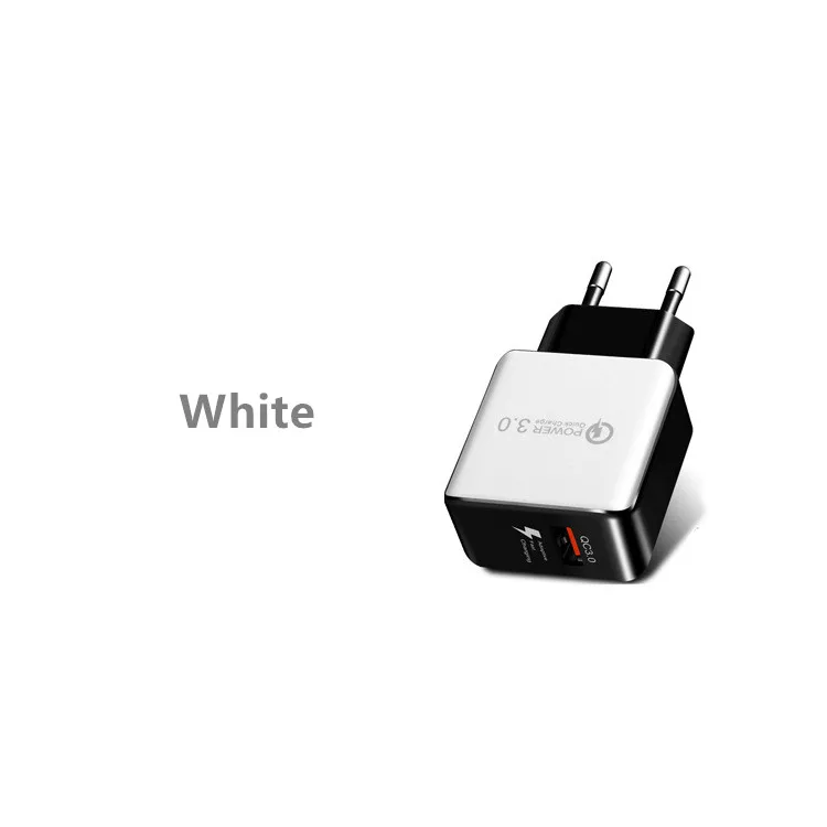 WHITE USB зарядное устройство 5 в 9 в 12 В Быстрая зарядка QC 3,0 Быстрая зарядка мобильный телефон портативное Сетевое зарядное устройство адаптер для iphone samsung xiaomi - Цвет: WHITE