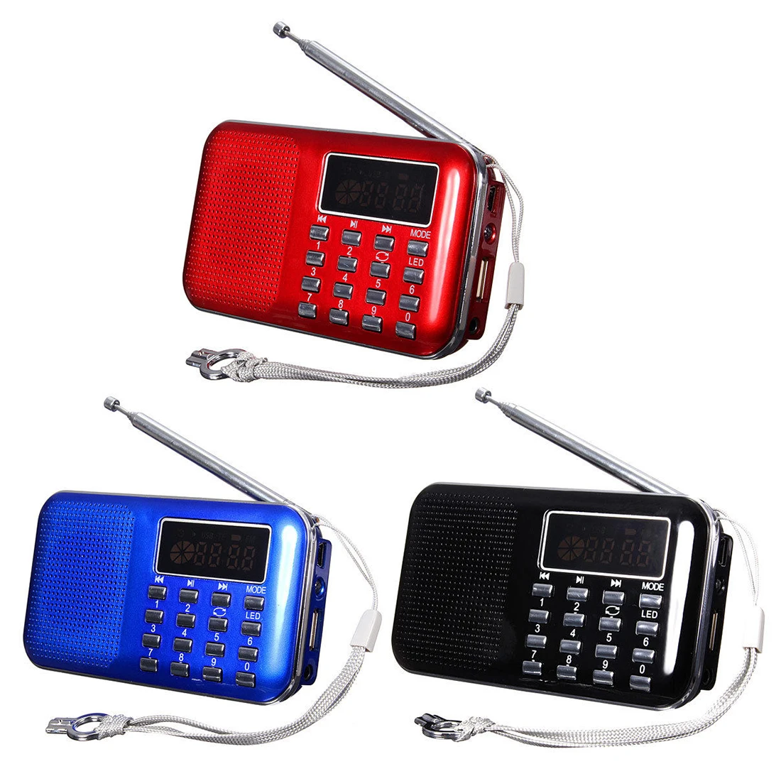 Мини Портативный светодиодный цифровой fm-радио динамик USB Micro SD TF карта MP3