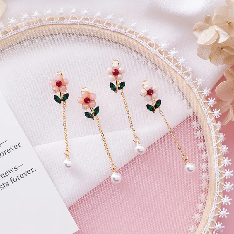 Серьги подвески с длинной цепочкой и жемчугом|Серьги-подвески| |