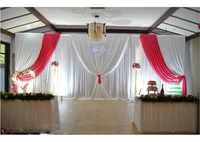 10ft x 20ft white wedding backdrop with red swags stage curtain wedding decoration