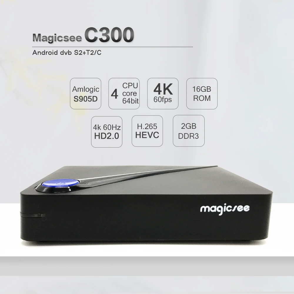 Magicsee C300 Amlogic S905D четырехъядерный 2 Гб 16 ТВ приставка DVB T2 S2 кабельная Android 7 1 4K смарт