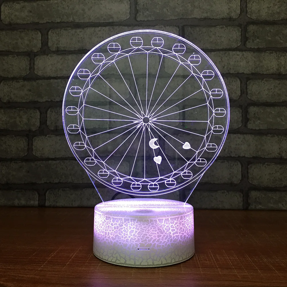 

Ferris Wheel 3D LED RGB Night Light 7 Color Change Desk Light Action Figures 102 Boys Girls Christmas Toys