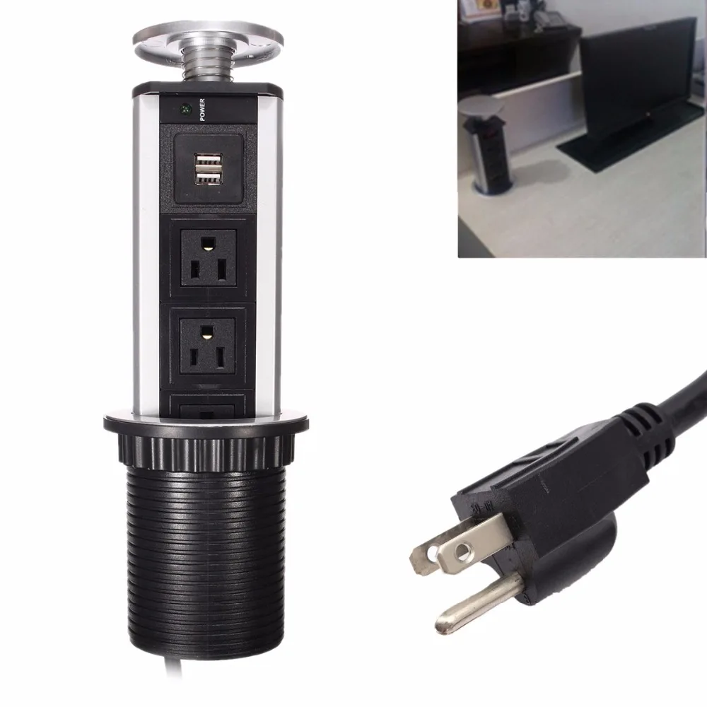 Американская кухонная настольная розетка выдвижная столешница 3 разъема 2 USB США