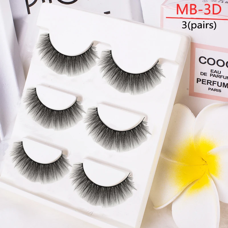 MB 1 10 стилей 100% 3 пары 3D норковые ресницы Роскошные ручной работы накладные