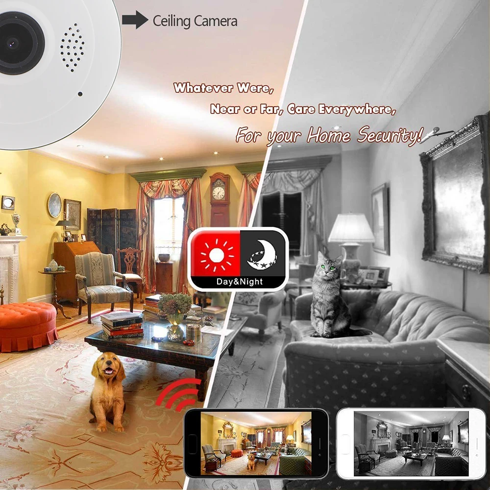 IP камера беспроводная с поддержкой Wi Fi 360 градусов 2 0 МП 1080P|camera wireless wifi|ip cameraip camera |