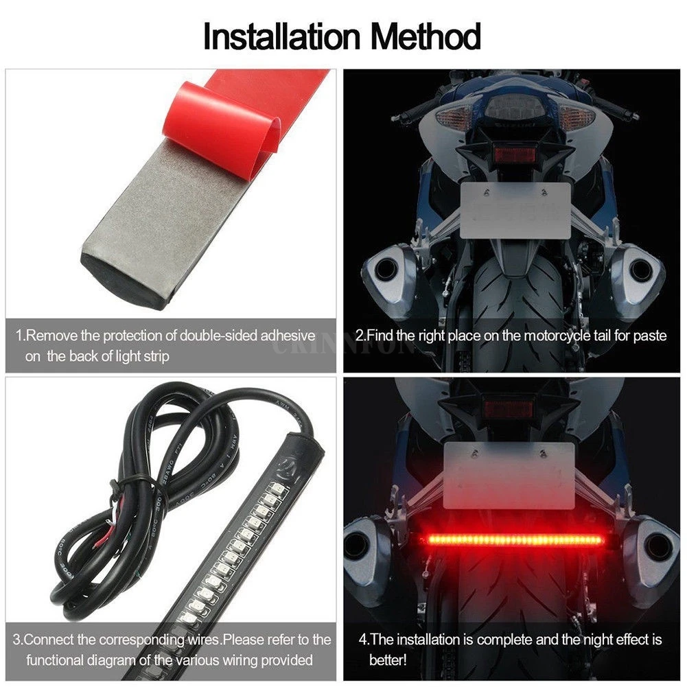 200Pcs/Lot Universal Flexible 18 LED Motorcycle ATV Tail Brake Stop Turn Signal Strip Light | Автомобили и мотоциклы