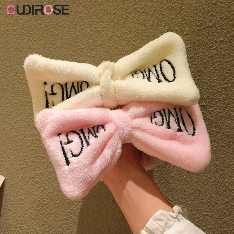 OUDIROSE Новая женская повязка для волос с бантиком модная буквами OMG Коралловая