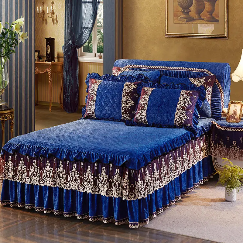 Флисовый теплый комплект для кровати с юбкой покрывало кружевные покрывала