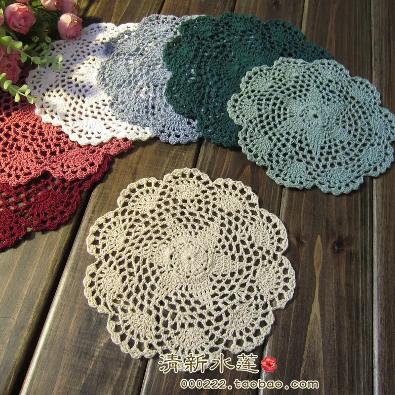20 cm 10 pcs Handmade Crocheted Cotton Table Decoration Cloth Home Coffee Mats Cup Mug Pads Coaster Kitchen Dining Bar Accessory | Дом и сад