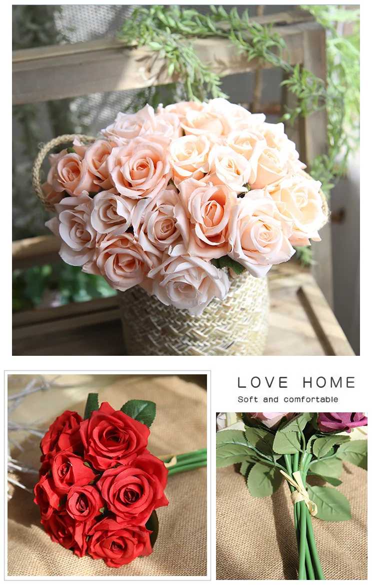 9 букет роз kwiaty fleurs blumen flores para manualidades fiori flor cicek шелковые цветы для украшения дома свадебный цветок
