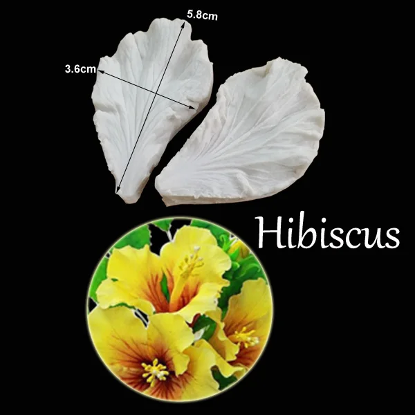 Hibiscus 29 большой пион роза тюльпан Орхидея цветок лепесток Veiner силиконовые формы украшения торта инструменты, Gumpaste Sugarcraft помадка плесень C337 - Цвет: Hibiscus