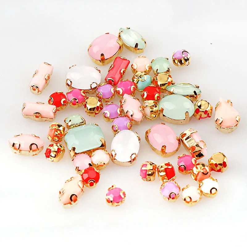 Смешанные размеры и смешанные формы Опал прозрачное стекло пришить стразы с