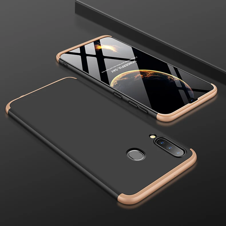 Black and Gold Для samsung Galaxy A20 чехол 360 градусов полный корпус чехол для samsung A20 A205F A205 A 20 SM-A205F чехол с закаленным стеклом - Цвет: Black and Gold