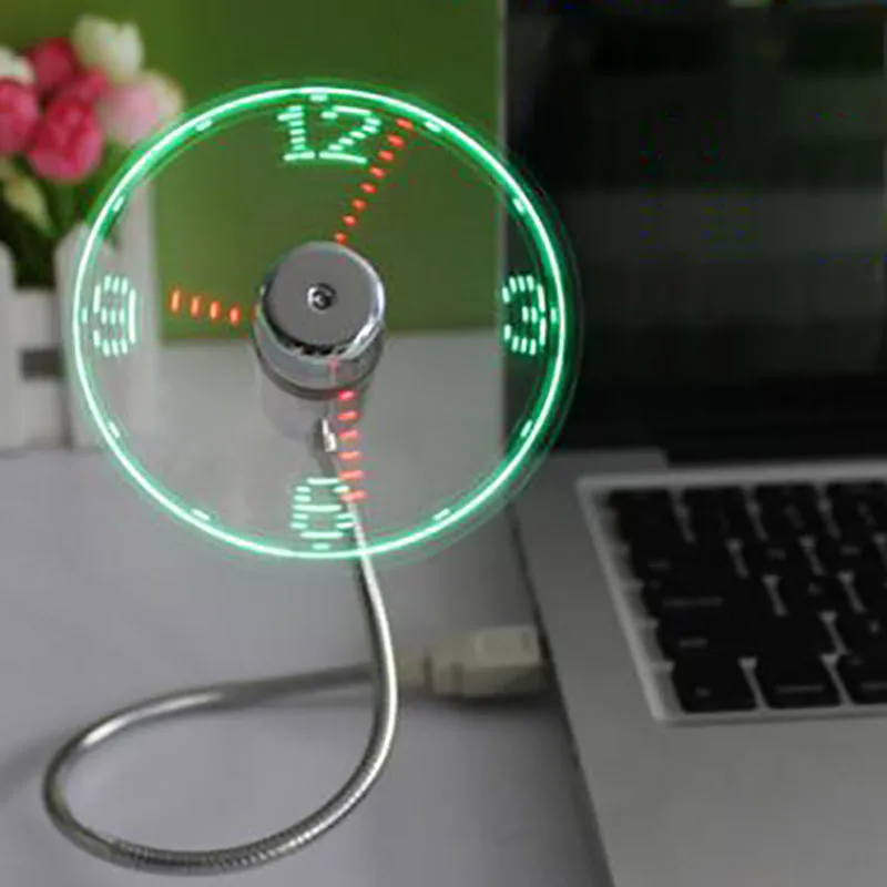 Вентилятор USB портативный гаджет гибкое колено светодиодный часы вентилятор для