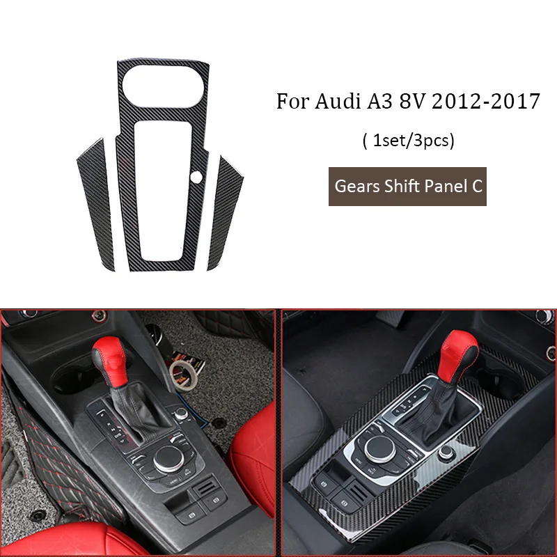 1 комплект, углеродное волокно, автомобильный Стайлинг, наклейка для Audi A3, 8 в,-2012, переключение передач, стеклоподъемник, панель, воздушный выход, gps, отделка, аксессуары - Название цвета: Gears Shift Panel