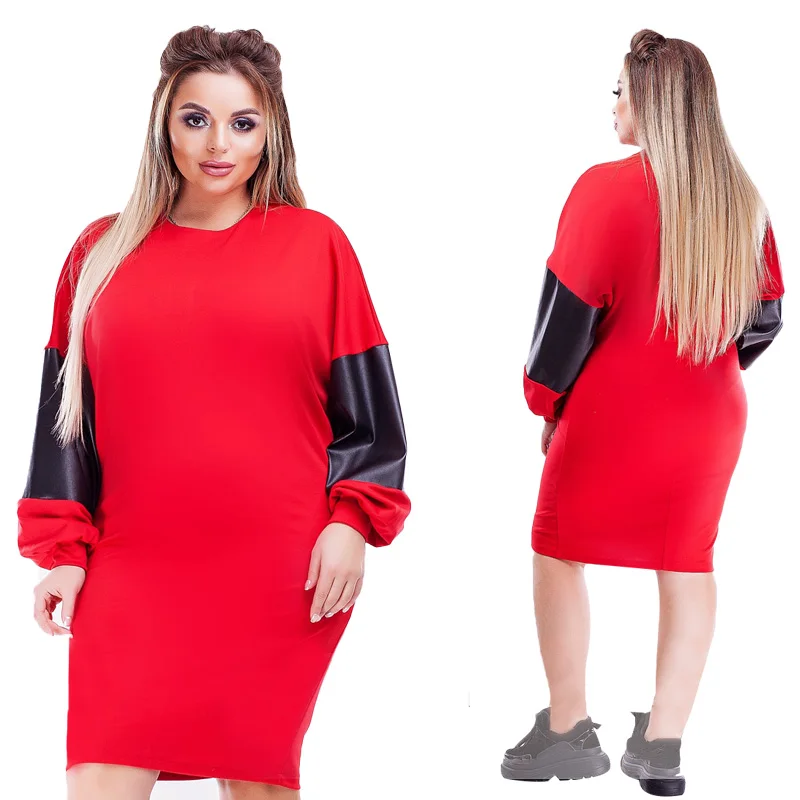 Женское летнее платье, большой размер 6XL 5XL, длинный рукав, о-образный вырез, длина до колен, повседневное прямое элегантное платье для подарка