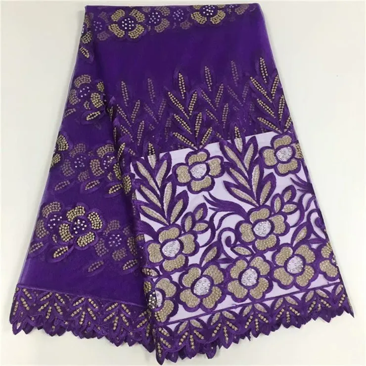 Hot sale embroidery stone lace fabric fushia yellow african with 5 yards royalbule net yf1023 | Дом и сад