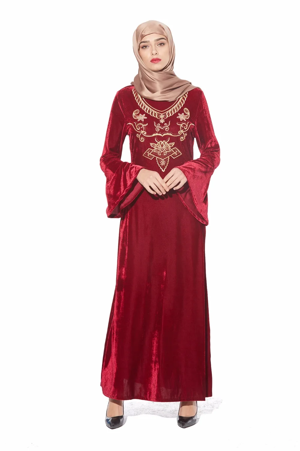 Платье макси бархатное с вышивкой длинное|abaya embroidery|dubai clothingabaya clothing |