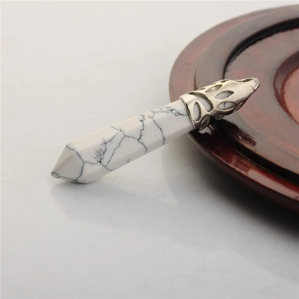 SEVENSTONE новинка, Опаловая кристаллическая точка маятника ожерелье s Опалит флюорит ожерелье s кварцевый камень шестиугольный камень Женское Ожерелье - Окраска металла: Howlite