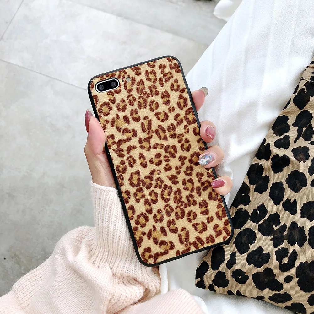 Чехол из закаленного стекла для iphone Xs max Xr с текстурой гепарда чехол ТПУ 5 6 7 8 plus
