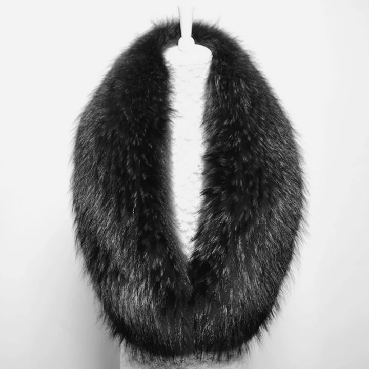 Raccoon Black NGSG новое поступление натуральный мех шарф из песца черный 120 см Королевский синий женский натуральный мех енота шарфы мода супер меховой воротник - Цвет: Raccoon Black