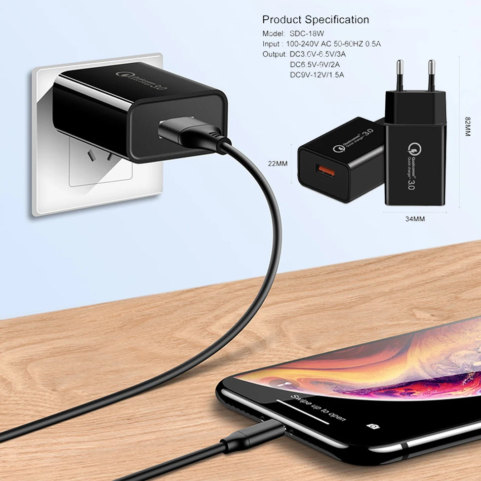 Универсальное портативное зарядное устройство USB QC3.0 для Huawei Mate 9 iphone X XR Xiaomi Mi 8 One