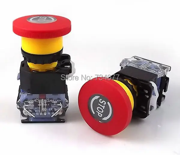 3 шт./лот Кнопка аварийной остановки переключатель LA38-11ZS контакт Кнопка блокировки сброс поворота 1 NC порт 1 без порта