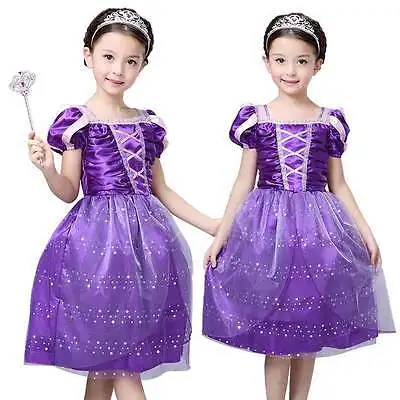 Girls Rapunzel Fancy Dress Costume Kids Princess Outfit UK Ages 3/4/5/6/7/8/9/10 | Детская одежда и обувь