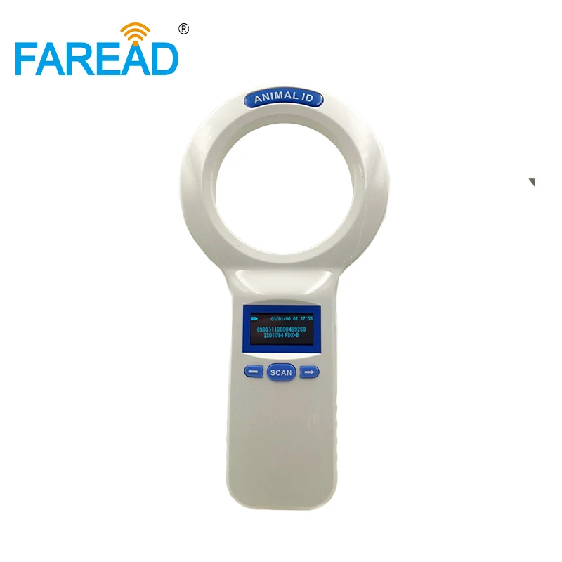 

Free shipping CE 134.2KHz RFID animal universal pet ID scanner ear tag transponder microchip reader for dog cat fish mouse cow