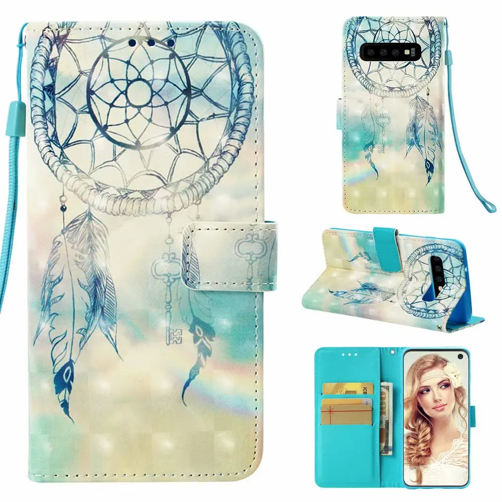 50pcs/lot 3D Dream Flower Skull Butterfly Wallet Leather Stand Case For Samsung Galaxy S10 / Lite Plus | Мобильные телефоны и