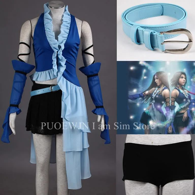 Аниме Final Fantasy cosplay-Final Fantasy X 10 Yuna Lenne Song Косплей костюмы Юна костюм с сережками* 4 и ожерелье
