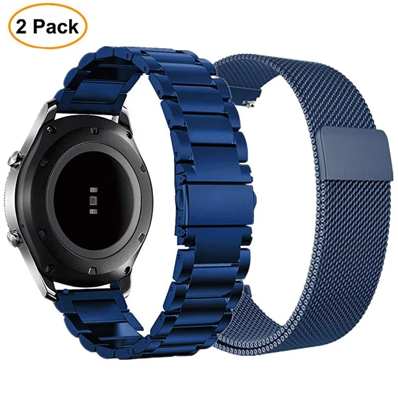 22 мм ремешок из нержавеющей стали для samsung gear S3 классический Frontier Band galaxy watch 46 мм Миланская петля ремешок для huawei Watch GT - Цвет ремешка: Blue Blue