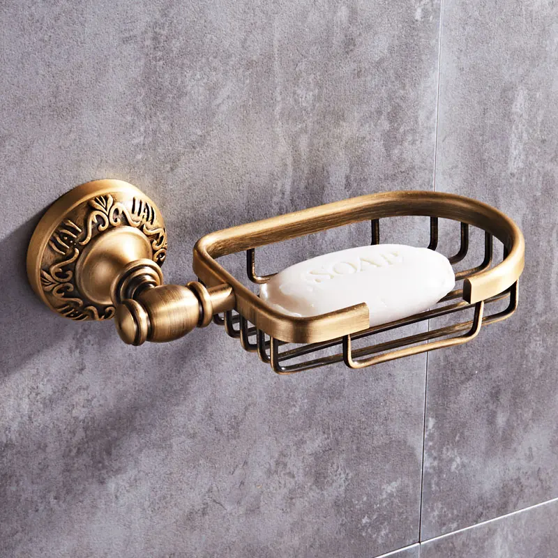 Wall Mounted Bath Shower Soap Dish Holder Bathroom Accessories Basket Antique Brass Oil Rubbed Bronze Shelf Punch Free | Обустройство