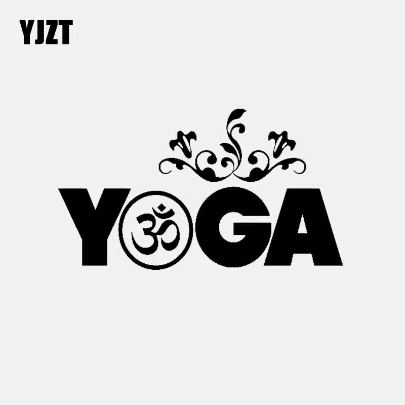 

YJZT 15.6CM*8.8CM YOGA Meditation Buddhism Sanskrit Vinyl Decal Car Sticker Black/Silver C3-1542