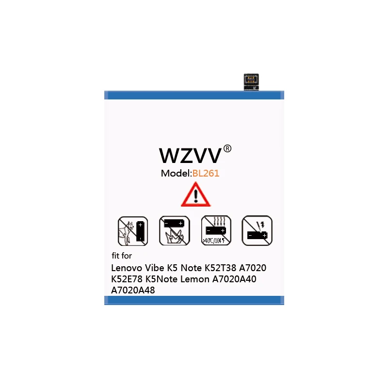Wzvv 4100mAh литий-полимерный аккумулятор BL261 для lenovo Vibe K5 Note K52T38 A7020 K52E78 K5Note Lemon A7020A40