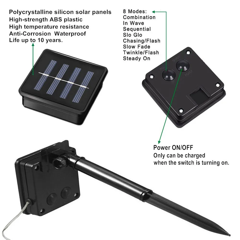 16.5ft Солнечная энергия 50 LED веревка струнные огни водонепроницаемые