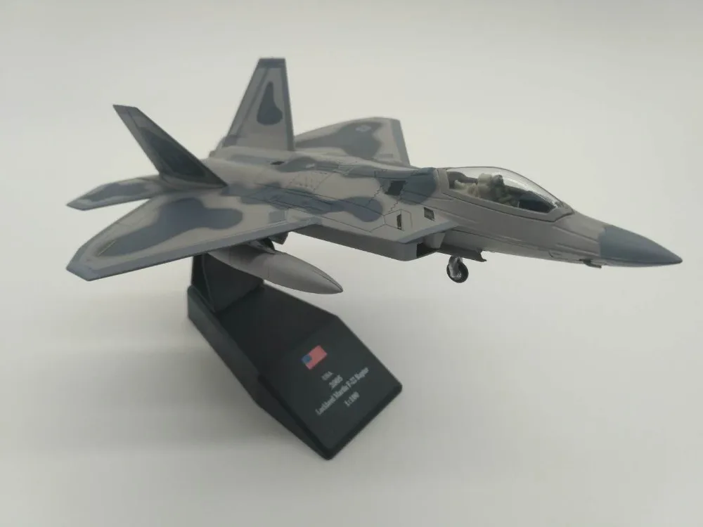 Новинка 1/100 масштабные игрушечные модели самолетов США F-22 F22 Raptor Fighter литой металлический самолет модель игрушки для детей Коллекция подарков