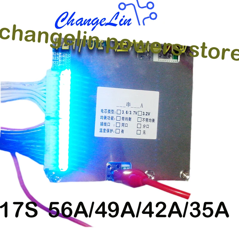 17S 60V 35A 56A литий-ионная Lifepo4 плата защиты батареи BMS PCB пакеты индикаторы для