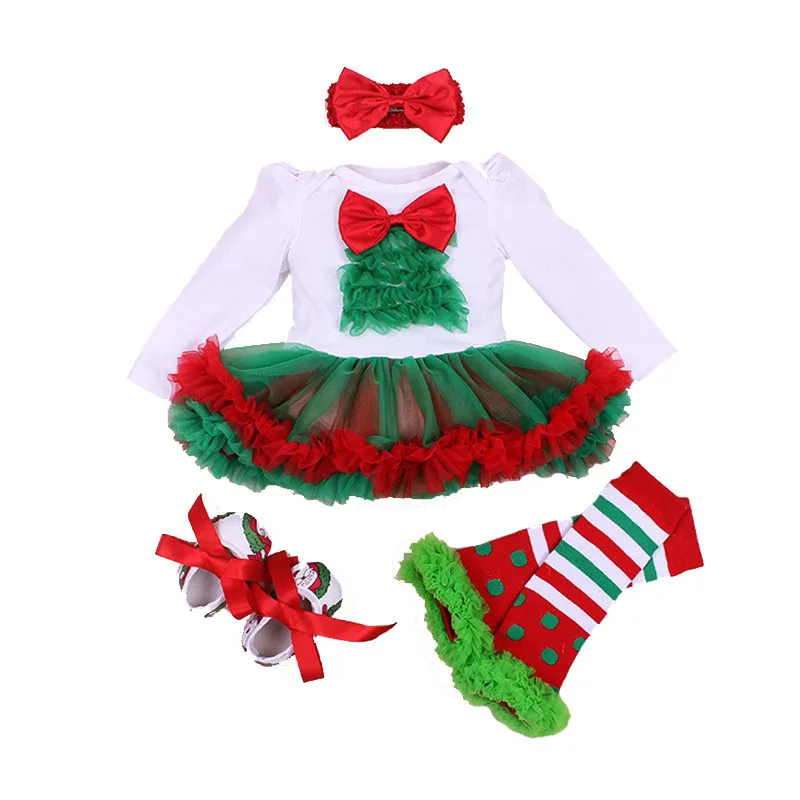 Комплект из 4 предметов для маленьких девочек комплект одежды на Рождество