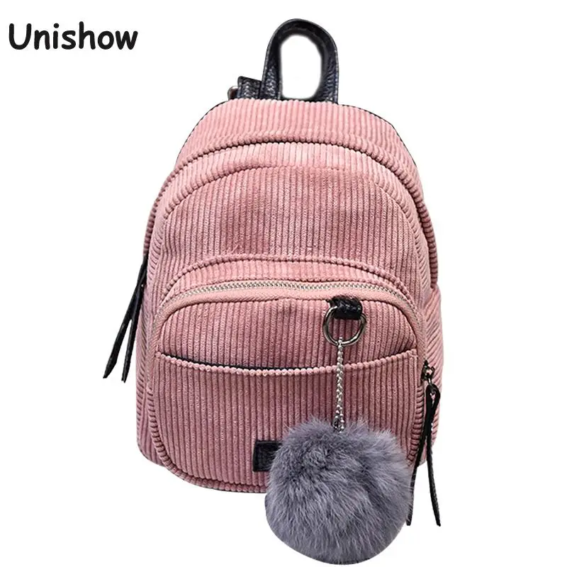 Unishow мини женский рюкзак вельветовый маленькая молния женские сумки на плечо