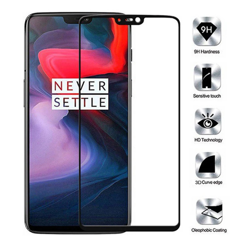 Tempered Glass For OnePlus 6 A6003 Full screen Cover Screen Protector Film OnePlus6 One plus 1+6 6.28&quot | Мобильные телефоны и