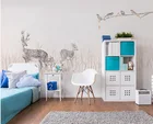 Настенные 3d фотообои Bacaz с изображением оленей и птиц, большие обои для детской комнаты, дивана