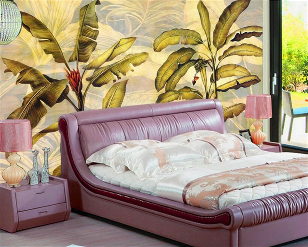 3d обои в Юго-Восточной Азии банановые листья гостиной фоновые фрески для спальни