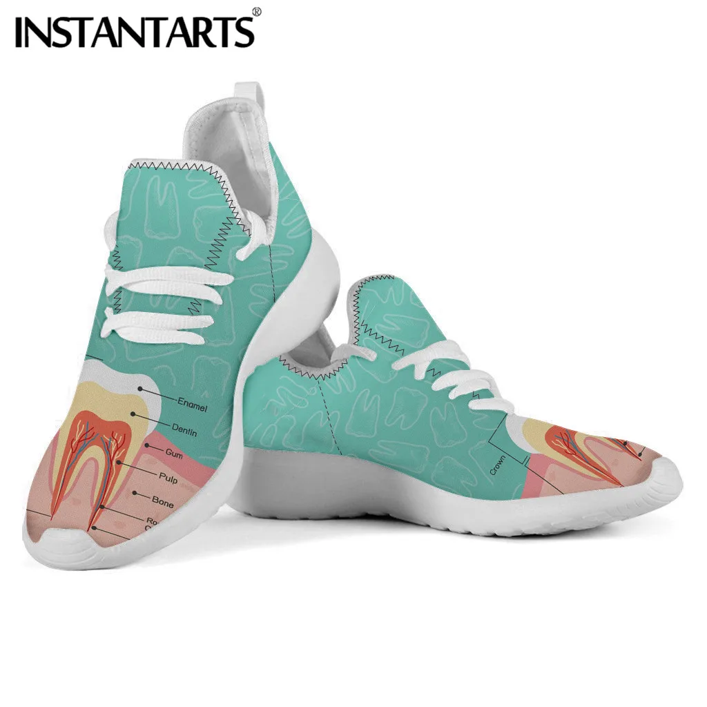 

INSTANTARTS Teeth /Anatomy/Dentist Diagram 3D Printed Men Shoes Summer Vulcanize Shoes Lace Up Mesh Loafers Shoes Boys Sneakers