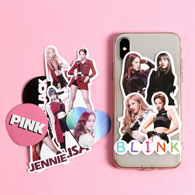 1 упаковка blackчерно-Розовые наклейки JISOO JENNIE ROSE LISA бумажные канцелярские наклейки для фанатов коллекция подарок