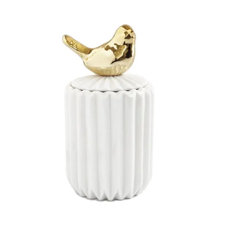 2 Dustproof With Lid Animal Cotton Swab Ceramic Jar Glass Containers White Desktop Jewelry Storage Tank Home Decoration Storage - Цвет: 2