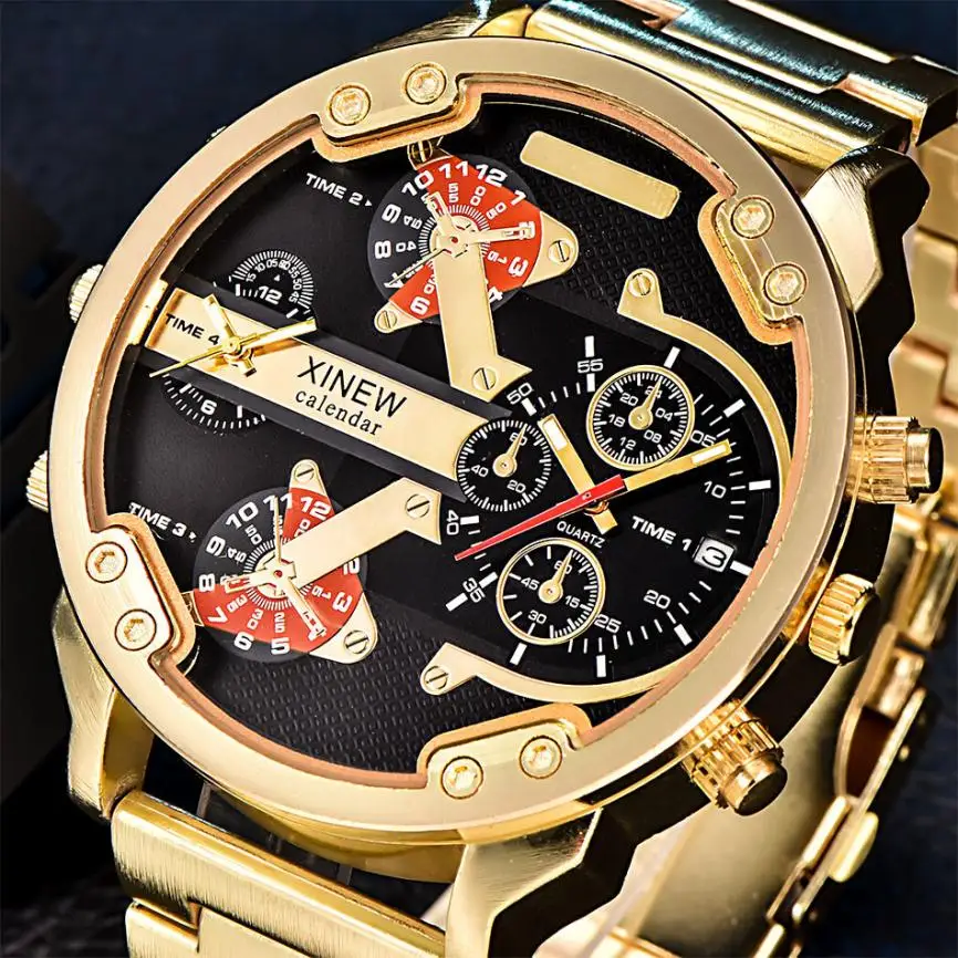 Модные Для мужчин смотреть роскошные часы Нержавеющая сталь Спорт